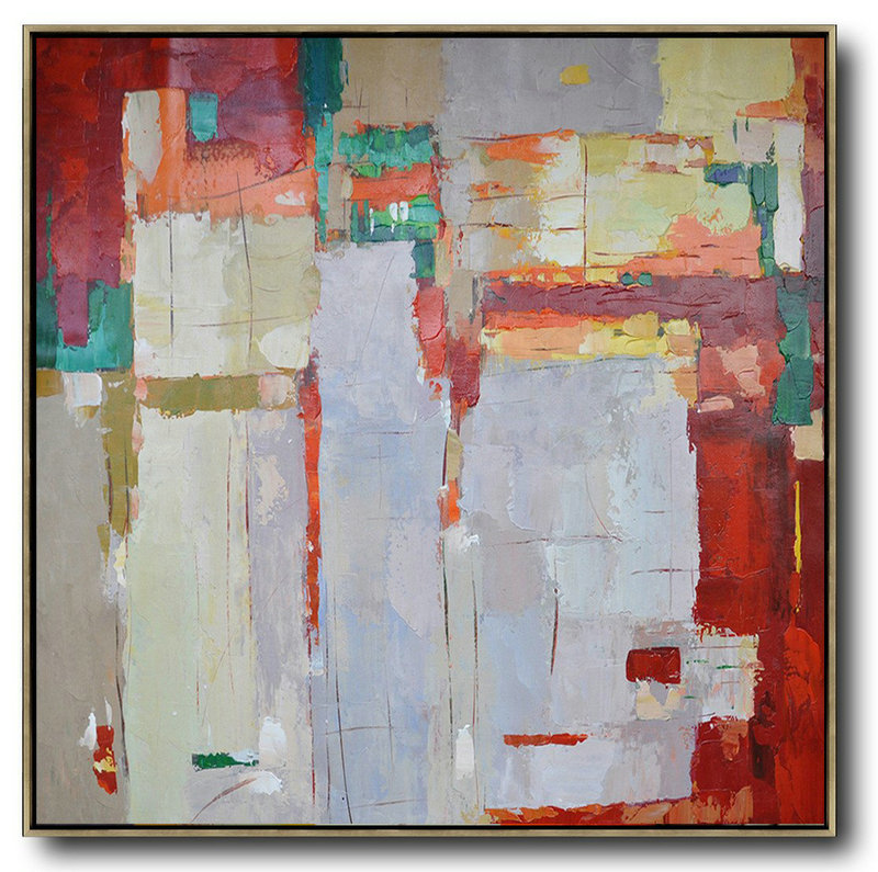 Large Abstract Painting Canvas Art,Oversized Contemporary Art,Modern Art Oil Painting,Red,Orange,Purple,Green,Yellow.Etc